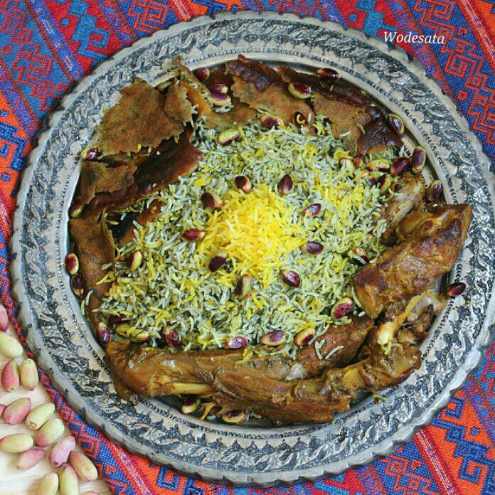 پسته پلو باگوشت شام اعیانی برای مهمانی ایرانی : پسته پلو باگوشت