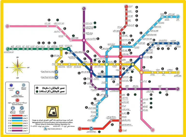 نقشه و راهنمای جدید متروی تهران نقشه و راهنمای جدید متروی تهران