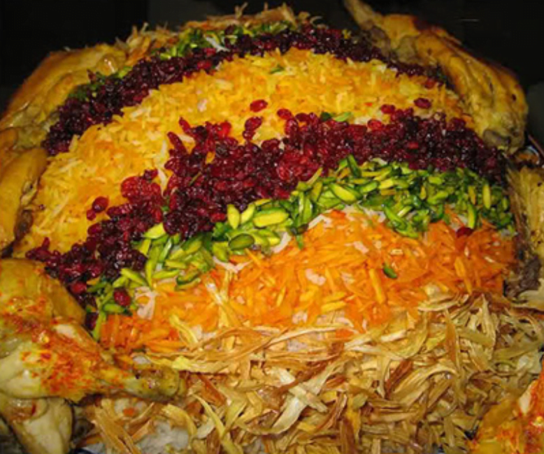 رشته پلو با مرغ