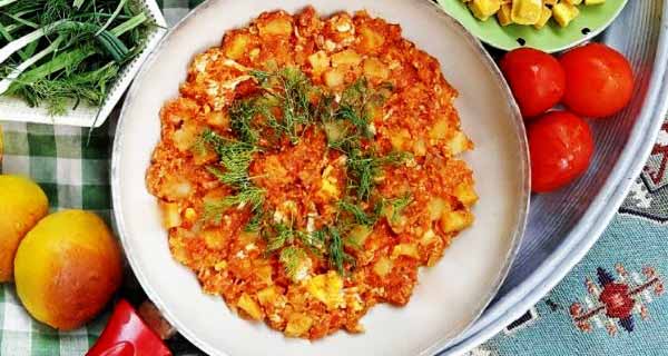  املت سیب زمینی با گوجه