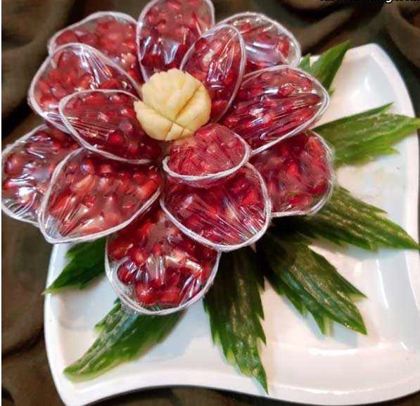 درست کردن انار به شکل گل